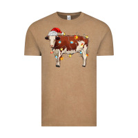 Vintage Coffee Christmas cow Vintage Tee - MaliasSmallBusiness