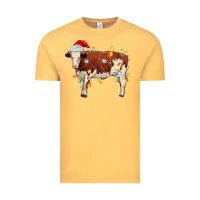Vintage Mustard Christmas cow Vintage Tee - MaliasSmallBusiness