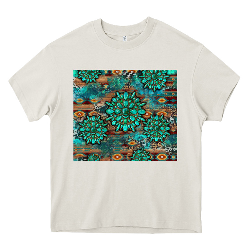 Gemstone Turquoises Aztec Leopard Cowhide Heavy Core Tee by Artiststas | Teevron