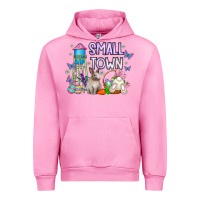 Fuchsia Pink Small Town Easter Day Urban Hoodie - CowhideDigitalArt