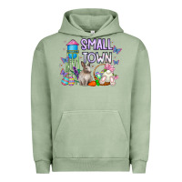 Pigment Oil Green Small Town Easter Day Urban Hoodie - CowhideDigitalArt