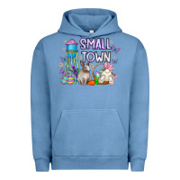 Pigment Pebble Blue Small Town Easter Day Urban Hoodie - CowhideDigitalArt