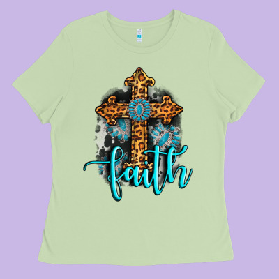 Faith Western Turquoise Ladies Tee Designed By Adodesignshop