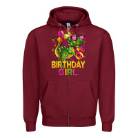 Burgundy 6th birthday girl t rex pink Zipper Hoodie - CowGirlArtShop