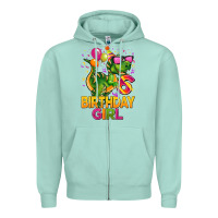 Seafoam 6th birthday girl t rex pink Zipper Hoodie - CowGirlArtShop