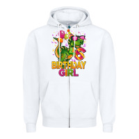 6th Birthday Girl T Rex Pink Zipper Hoodie | Teevron