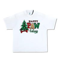 White happy pawlidays christmas pets Urban Heavy Tee - MaliasSmallBusiness