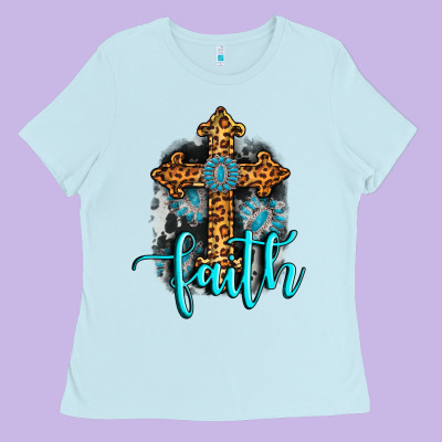 Faith Western Turquoise Ladies Tee Designed By Adodesignshop