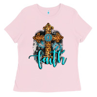 Bubblegum Pink faith western turquoise Ladies Tee - AdoDesignShop