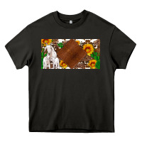 Asphalt baby goats and sunflower and cactus with cowhide license plate Heavy Core Tee - Artiststas