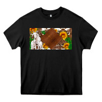 Black baby goats and sunflower and cactus with cowhide license plate Heavy Core Tee - Artiststas