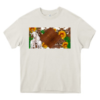 Cream baby goats and sunflower and cactus with cowhide license plate Heavy Core Tee - Artiststas