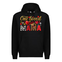 Black One loved mama valentines day Premium Hoodie - HowdyJamesFarm
