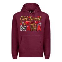 Burgundy One loved mama valentines day Premium Hoodie - HowdyJamesFarm