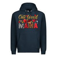 Navy One loved mama valentines day Premium Hoodie - HowdyJamesFarm