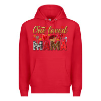 Red One loved mama valentines day Premium Hoodie - HowdyJamesFarm