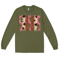 Army Green cactus leopard cowhide brush stroke Long Sleeve Tee - Artiststas