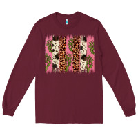 Burgundy cactus leopard cowhide brush stroke Long Sleeve Tee - Artiststas
