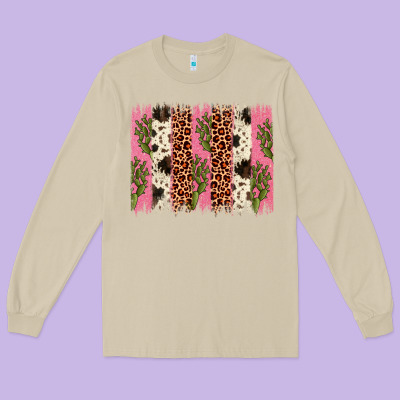 Cactus Leopard Cowhide Brush Stroke Long Sleeve Tee Designed By Artiststas