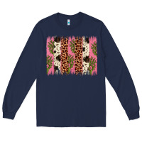 Navy cactus leopard cowhide brush stroke Long Sleeve Tee - Artiststas