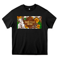 Black (preview)baby goats and sunflower and cactus with cowhide license plat Heavy Core Tee - Artiststas