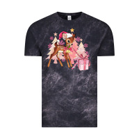 Cloud Black reindeer pink christmas Vintage Tee - MaliasSmallBusiness