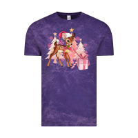 Cloud Purple reindeer pink christmas Vintage Tee - MaliasSmallBusiness