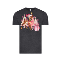 Vintage Black reindeer pink christmas Vintage Tee - MaliasSmallBusiness