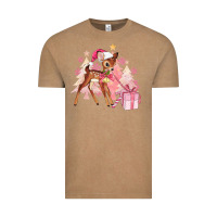 Vintage Coffee reindeer pink christmas Vintage Tee - MaliasSmallBusiness