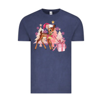 Reindeer Pink Christmas Vintage Tee | Teevron