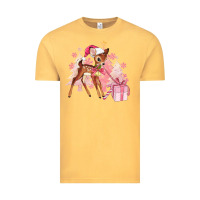 Vintage Mustard reindeer pink christmas Vintage Tee - MaliasSmallBusiness
