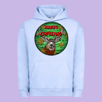 Mule Buck Deer Head Christmas Urban Hoodie Designed By Lillyallendesigns