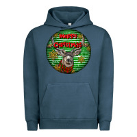 Pigment Midnight Navy mule buck deer head christmas Urban Hoodie - LillyAllenDesigns