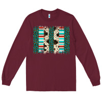 Burgundy leopard cowhide brush stroke Long Sleeve Tee - Artiststas