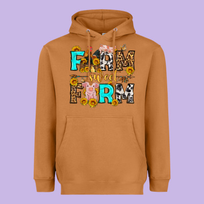 Farm Sweet Farm Western  Olivia Heavyweight Hoodie Designed By Oliviacreatesart
