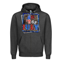 Charcoal Heather 4th of july Zipper Hoodie - CowGirlArtShop