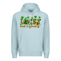 Blue Mist Lucky and i gnome it St. Patrick's Day Premium Hoodie - CowGirlArtShop
