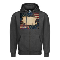 Charcoal Heather American flag add your text Zipper Hoodie - CowGirlArtShop