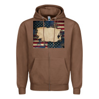 Chestnut American flag add your text Zipper Hoodie - CowGirlArtShop