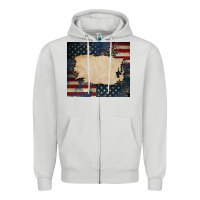 Dove Grey American flag add your text Zipper Hoodie - CowGirlArtShop