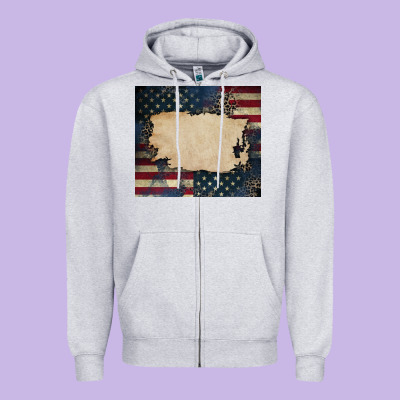 American Flag Add Your Text Zipper Hoodie Designed By Cowgirlartshop
