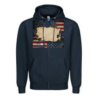 Navy American flag add your text Zipper Hoodie - CowGirlArtShop