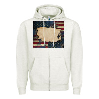 Oatmeal Heather American flag add your text Zipper Hoodie - CowGirlArtShop