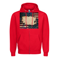 Red American flag add your text Zipper Hoodie - CowGirlArtShop