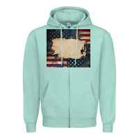 Seafoam American flag add your text Zipper Hoodie - CowGirlArtShop