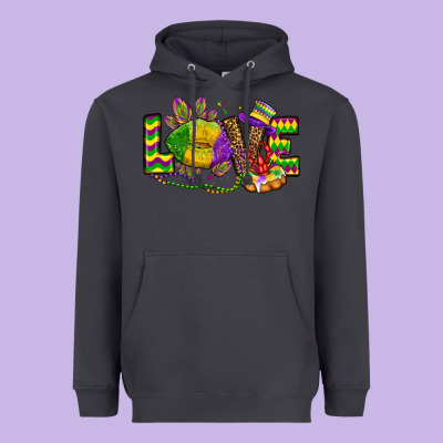 Love Lips Mardi Gras Heavyweight Hoodie Designed By Oliviacreatesart