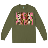 Army Green cactus leopard cowhide brush stroke Long Sleeve Tee - Artiststas