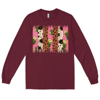 Burgundy cactus leopard cowhide brush stroke Long Sleeve Tee - Artiststas