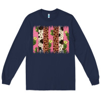 Navy cactus leopard cowhide brush stroke Long Sleeve Tee - Artiststas