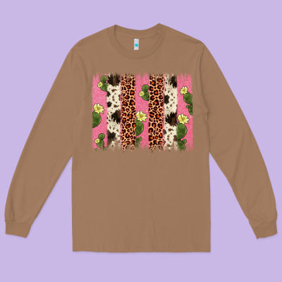 Cactus Leopard Cowhide Brush Stroke Long Sleeve Tee Designed By Artiststas